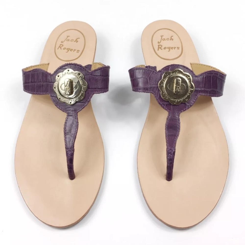 NEW 6 Jack Rodgers Lilah Purple Leather Sandals